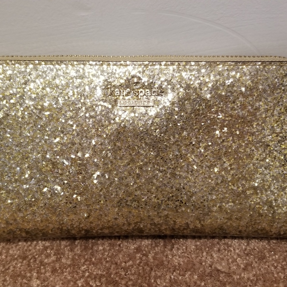 Kate Spade Wallet Gold Glitter Lacey